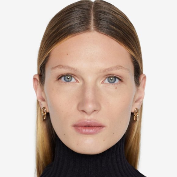 *PAIR* LINK DROP EARRINGS - ANINE BING - SOLID 14K GOLD - Picture 3 of 5